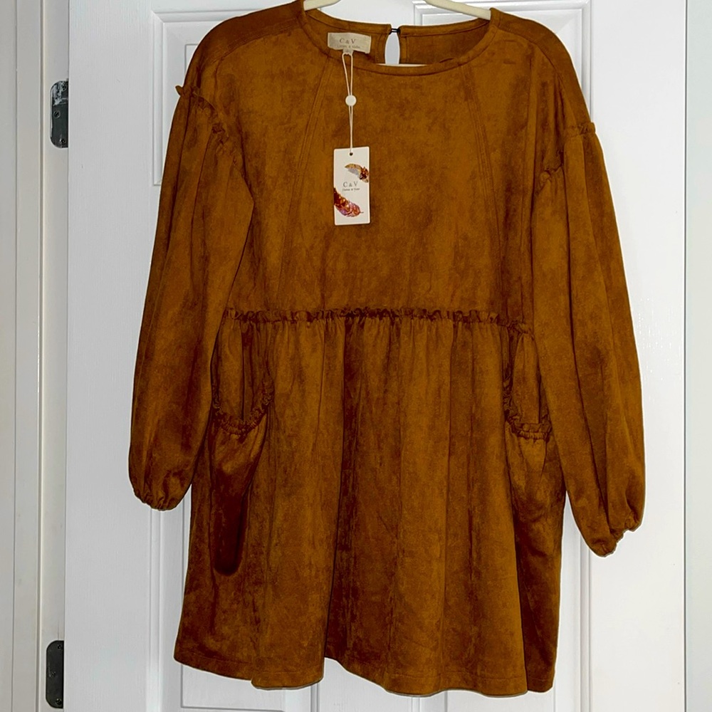 C & V short dress Brown Suede look